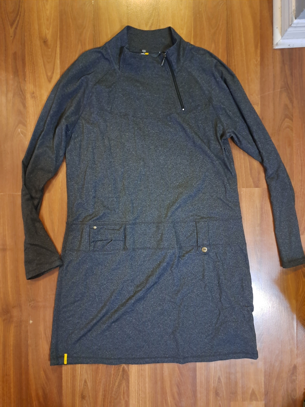 Lole Charcoal Gray Tunic Dress with Side Neck Zipper And Bulit In Belt Look